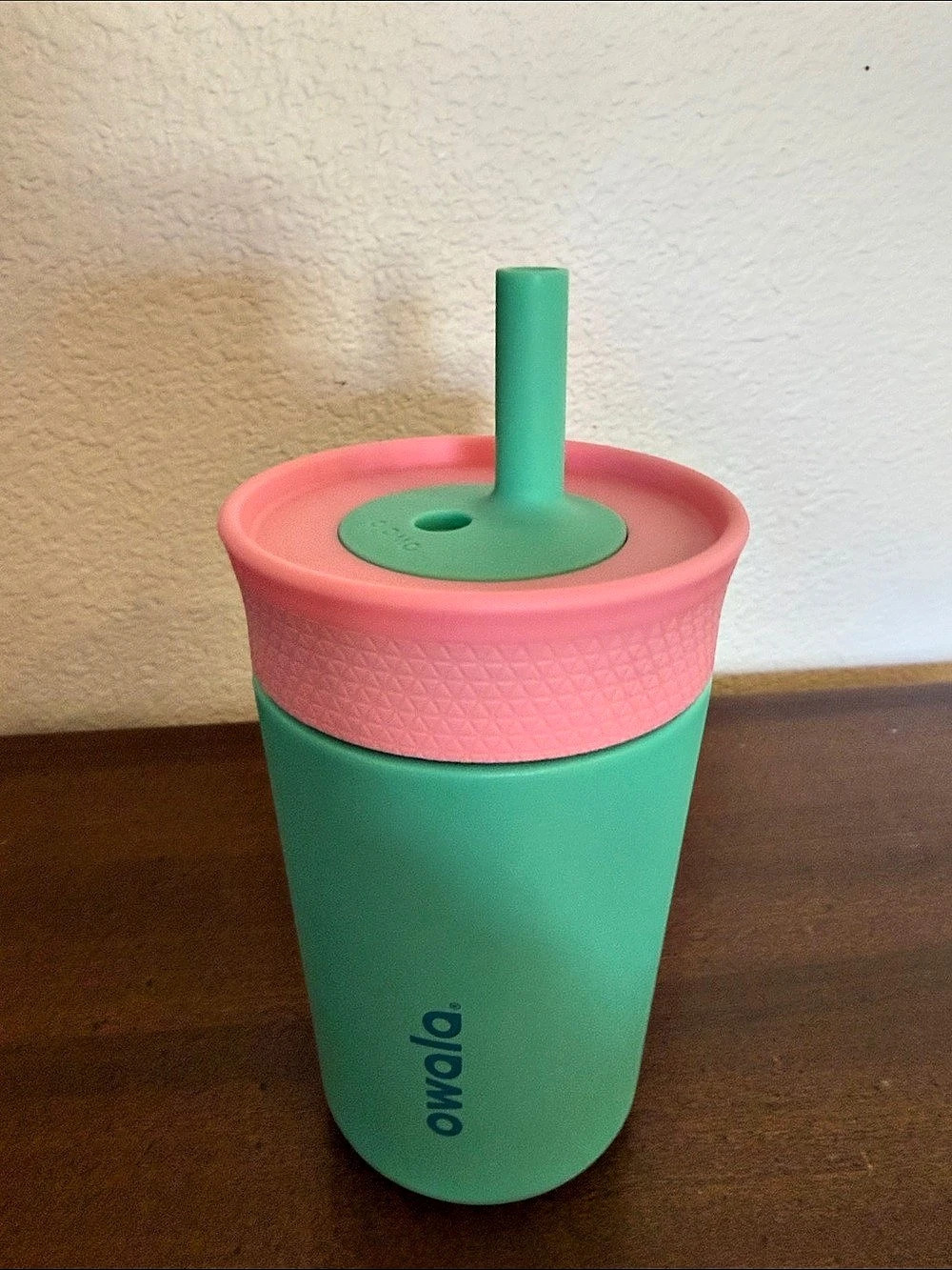 Owala Kids Tumbler 12 oz Green & Pink Stainless Steel with Soft Straw